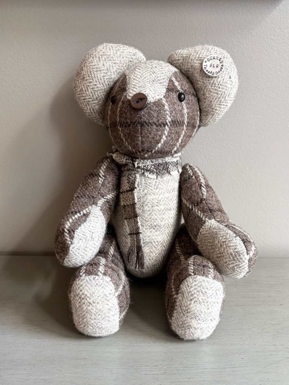 Orkney 618 100% Wool Tweedy Bear Patchwork Teddy Plush Collectible 14 In Rare